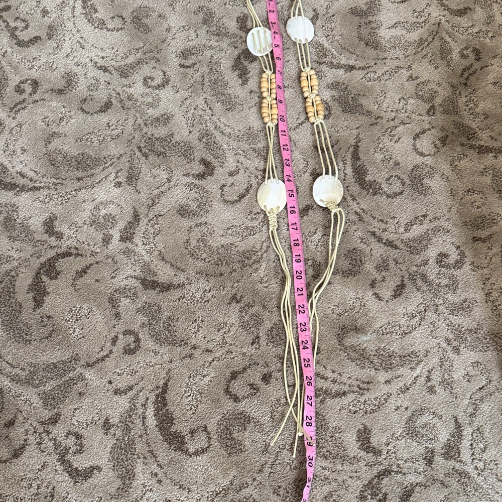 Boho Cream Beaded Shell Tie Belt - Picture 5 of 5